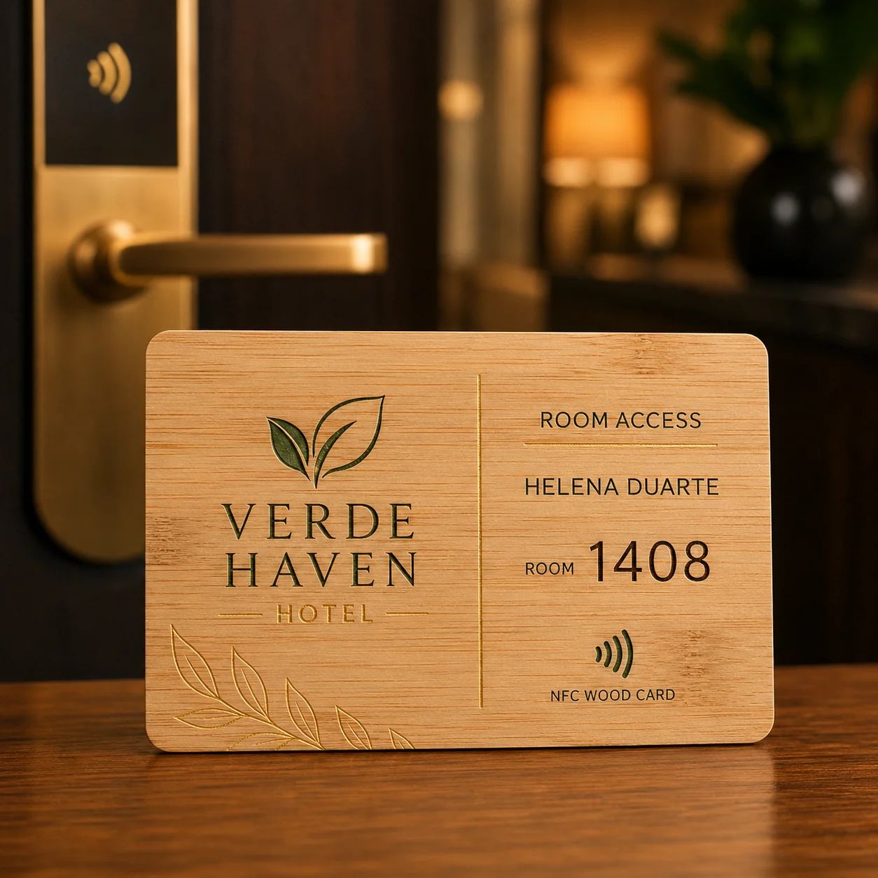 Cartão NFC de bambu com cardápio digital Casa Bambu Café — Vixcard