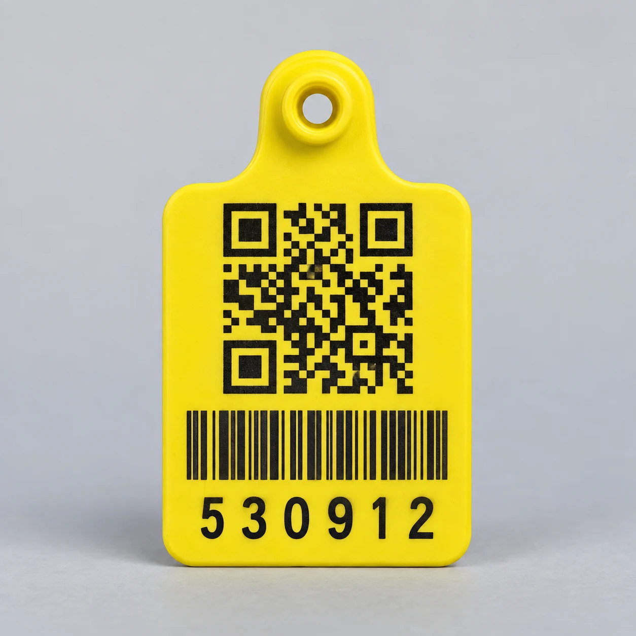 Brinco bovino Vixcard com QR Code e código de barras gravados a laser e numeração 530912